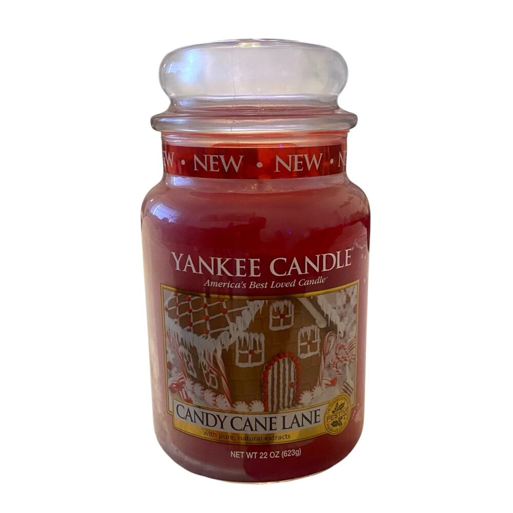Yankee Candle Candy Cane Lane 22 Oz. Large Jar Single Wick Favorite Holiday